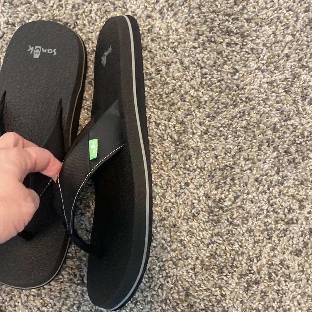 Sanuk Beer Cozy Yoga Thong Flip Flop Sandals Black Casual Comfort 9